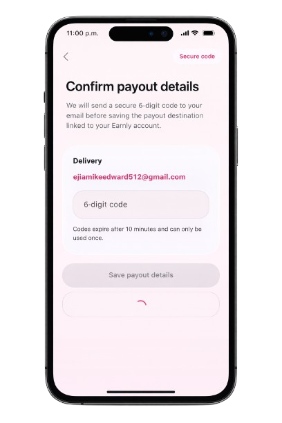 Black iPhone 17 Pro Max payout confirmation screen